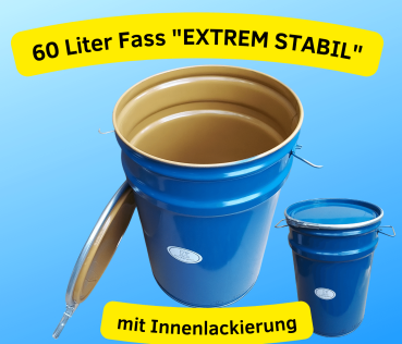 60 Liter Stahlfass "extrem Stabil" einzeln Blau Mülleimer Eimer Deckelfass Behälter